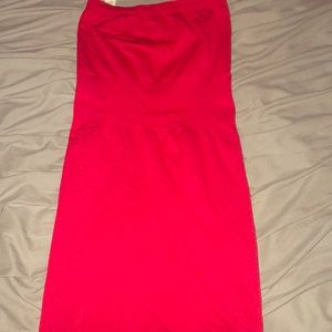 Long red bodycon skirt